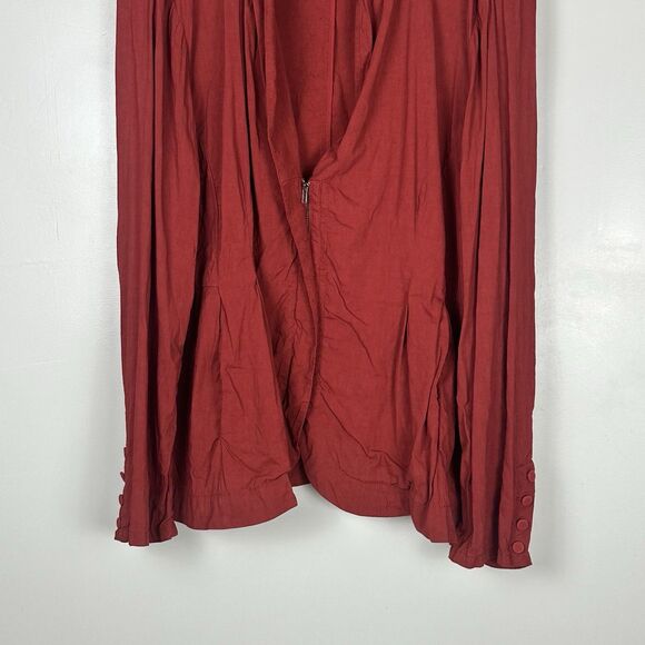 Eileen Fisher Linen Jacket Women's 1X Stand Shawl Collar Peplum Zip Lightweight - Picture 7 of 16